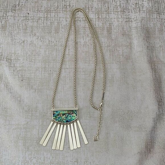 Kendra Scott Gold Ellen Abalone Shell Long Necklace. Box and Dust Bag. NWT - Picture 4 of 9